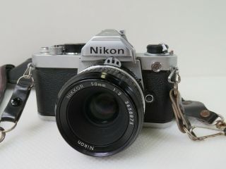 049 - Nikon 35mm Vintage Camera Fm2296313 With Nikkor 50mm Lens Made In Japan