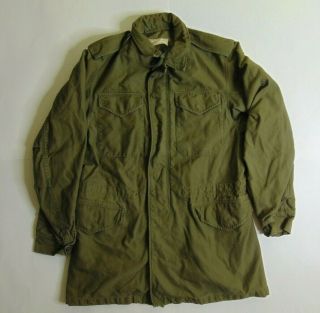 Vtg Us Army Men’s Small - Long Sateen Og - 107 Field Jacket Full Zip Vietnam War Era