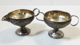 Mueck Carey Co Weighted Sterling Silver Creamer & Sugar Bowl