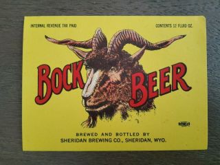 Vintage Bock Beer Sheridan Brewing Bottle And Neck Label Irtp 2