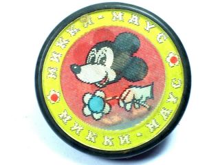 Vintage Russian Soviet Ussr Mickey Mouse 3d Stereo Lenticular Pin Badge 1970s