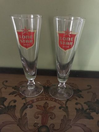Vintage Lone Star Beer Tall Glasses,  Set Of 2.  Priority Mail