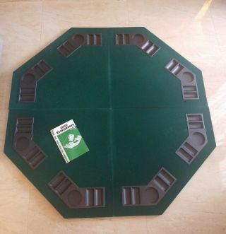Vtg Harvard Casino Poker Green Felt Folding Table Topper 47 " Octagon 8 Player
