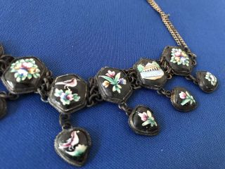 VINTAGE PERSIAN ENAMELED NECKLACE WITH BUILDINGS,  BIRDS AND FLOWERS 2