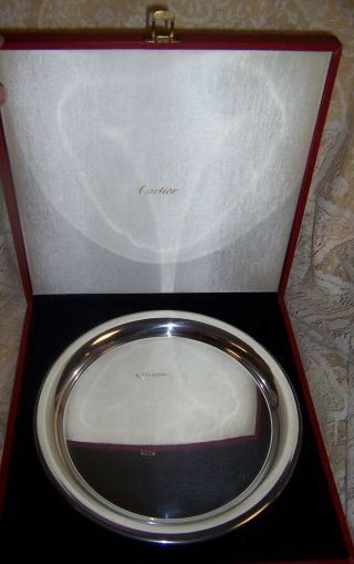 Cartier Pewter Silverplate Serving Tray 11 " With Cover & Wooden Chest