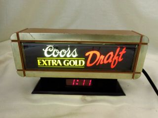Vintage Coors Extra Gold Draft Beer Lighted Sign Bar Register Clock -