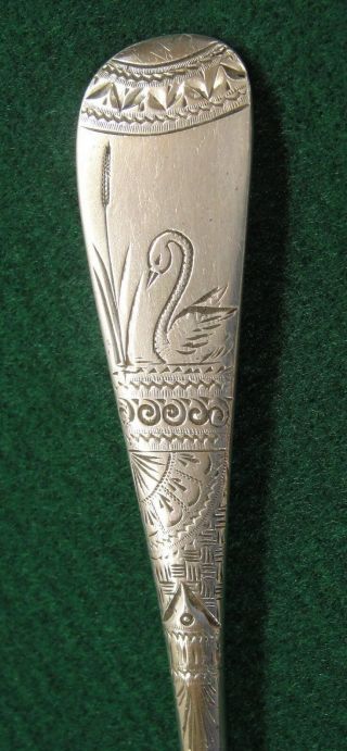 Coin Silver N.  G.  Wood & Son Boston,  MA Butter Knife,  1880 - Swan on Handle 2