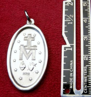 Nun ' s Vintage Catherine Laboure HAYWARD Sterling Catholic Miraculous Medal 3