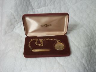 Vintage Swiss Made Ever - Swiss 17j Pocket Watch With Chain,  Knife And Case