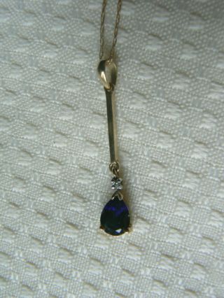 Vintage 10 K Gold Sapphire Diamond Necklace 18 " Chain