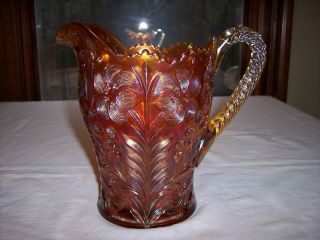 Vintage Imperial Carnival Glass Marigold Tiger Lily Water Pitcher & 2 Tumblers 2