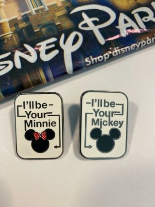 Disney Trading Pin 2014 I’ll Be Your Mickey Minnie Set Of 2 Pins Black And White