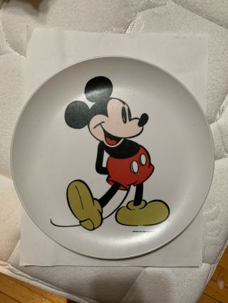 Vintage Mickey Mouse Walt Disney Productions 9 " Melamine Plastic Plate