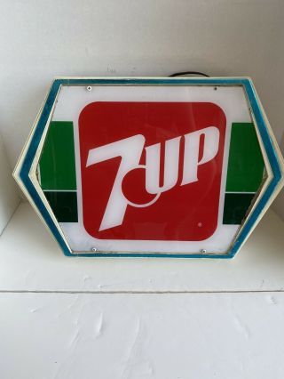 Vintage 7up 7 Up Soda Pop Lighted Plastic Sign 18” X 12”