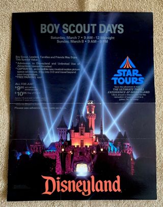Rare 1987 Disneyland Boy Scout Days Flyer: Star Tours Now The Adventure Is Real