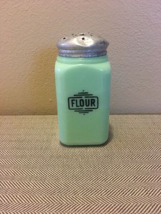 Vintage Mckee Jadeite Flour Shaker With Metal Screw Top Lid