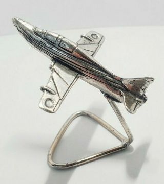 Vintage Solid Silver Italian Miniature Of A Large Fighter Plane Hallmarked.