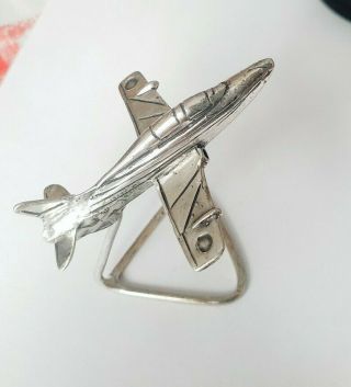 Vintage Solid Silver Italian miniature of a Large Fighter Plane Hallmarked. 3