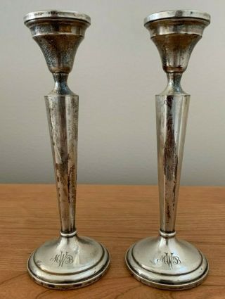M.  Fred Hirsch Co.  Sterling Silver Weighted Candlestick Holders 308 8 1/4 " - 2