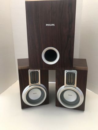 3 X Vtg Philps Bookshelve Speakers Model Sw - 8 Impendence.  8 Ohm Shape