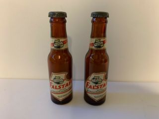 Vintage Falstaff Beer Glass Salt And Pepper Bottles; Qty 2