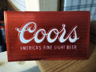Coors Red Logo Foil Back Bar Sign (tough To Find)