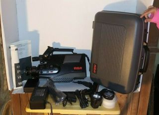 Vintage Rca Vhs Pro Edit Hq Cc415 Camcorder W/ Case,  Light,  Lens,  Charger & More