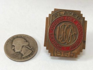 Vintage 1955 USGA Women ' s Amateur Golf Championship Player Contestant Badge Pin 2