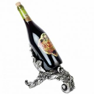Alchemy Gothic Antique Rose Baroque Silver Resin Wine Bottle Holder Stand
