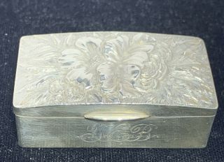 Vintage Sterling Silver Monogrammed Pill Box With Engraved Flower 40.  5g Sku 334