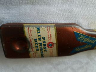 Pabst Blue Ribbon Shaped Figural Metal Beer Bottle Opener 4.  25 