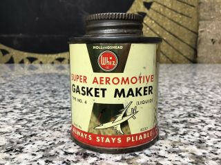Vintage Whiz Aeromotive Gasket Maker Car Gas Station Advertising Tin Metal Can