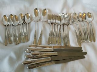 Wm.  Rogers And Son Gardenia Silverplate Flatware From 1941,  47 Piece Set