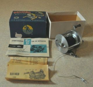 Vintage Abu Record 1500 Modell C Bait Casting Reel W/box & Papers Sweden 1950 