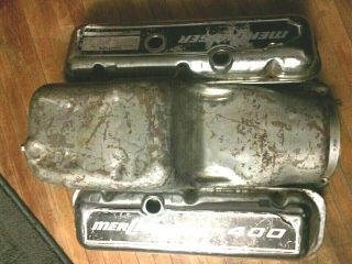 Mercruiser Series 400 Bbc Valve Covers & Oil Pan Vintage Removed From 454