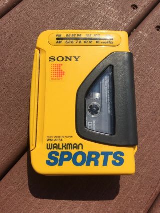 Vintage Sony Wm - Af54 Walkman Sports - Cassette Player Fm/am Radio Near Tape