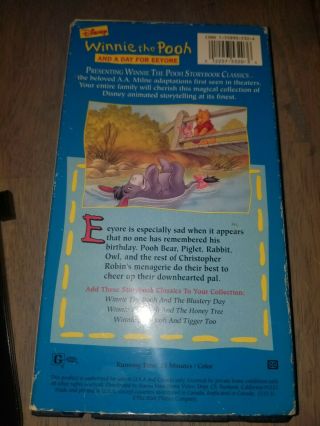 Walt Disney Winnie the Pooh and a Day for Eeyore VHS 1998 Tape Storybook Classic 2
