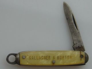 Vintage Gallagher & Burton Advertising Mini Usa Pocket Knife Fob Baltimore Md
