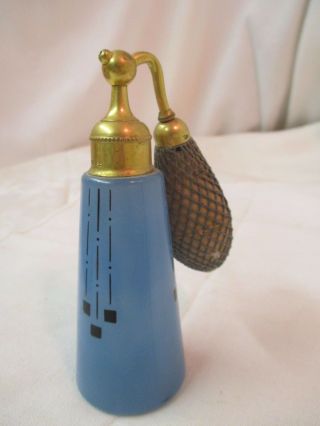Vintage Devilbiss Art Deco Blue Glass Perfume Bottle With Atomizer