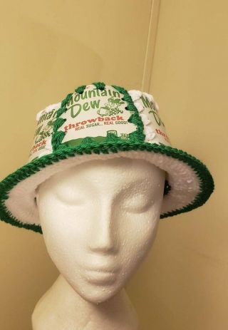 Hand Crochet Soda Pop Can Top Hat Made With Real Mountain Dew Throwback Cans