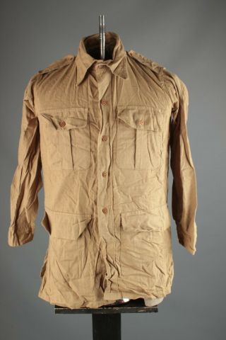 Vtg Nos 40s Wwii British Indian Aertex Cotton Khaki Bush Jacket S Short Ww2 7061