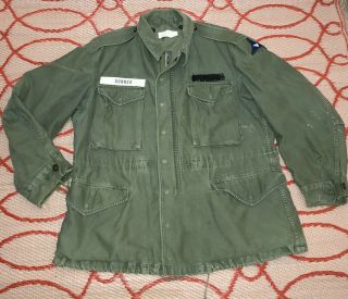 50s Vintage Us Gi Korean War Military Green Army Field Jacket Cargo Mid Century