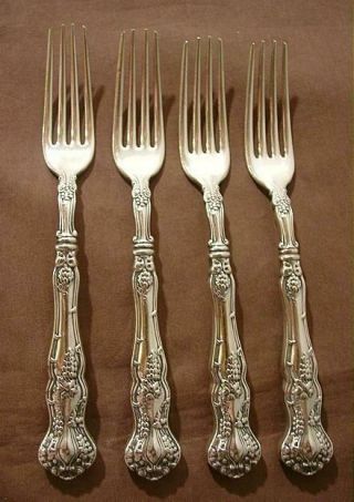 4 1847 Rogers Vintage Grape 7.  25 " Silver Plated Hollow Handle Dinner Forks 1904