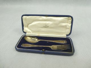 Mappin & Webb English Sterling Silver Fork Spoon Set With Display Box Pre 1975