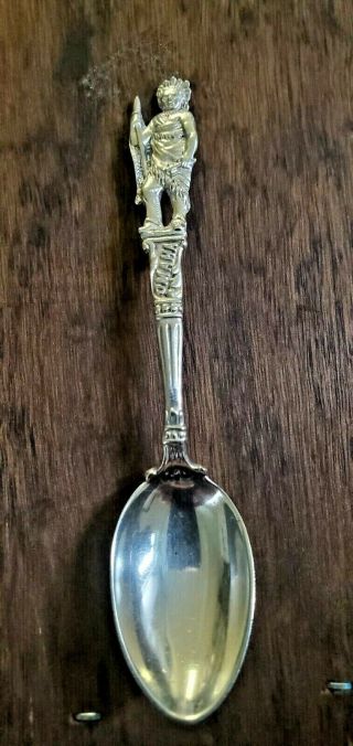 Antique Gorham Cast Figural Indian Sterling Souvenir Demitasse Spoon,  Omaha
