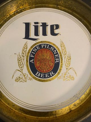 Vintage Miller Lite A Fine Pilsner beer,  13 inch metal beer Serving tray 2