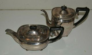 Vintage Art Deco E&co Silver Plated Aged Coffee & Tea Pot Set England Bakelite