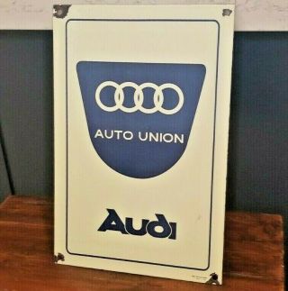 Vintage Style Audi Porcelain Gas Auto Motor Vehicle Vw Car Service Station Sign
