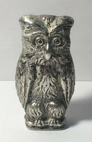 Detailed Vintage Sterling Silver Owl Figurine 2 1/8” Tall 36 Grams Marked 8