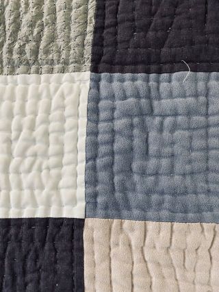 Vintage inspired Shades of Blue Patchwork Hand quilted Quilt 104 